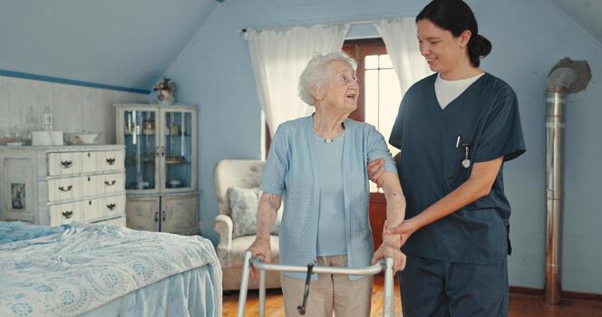 Home health caregiver assisting older adult at home